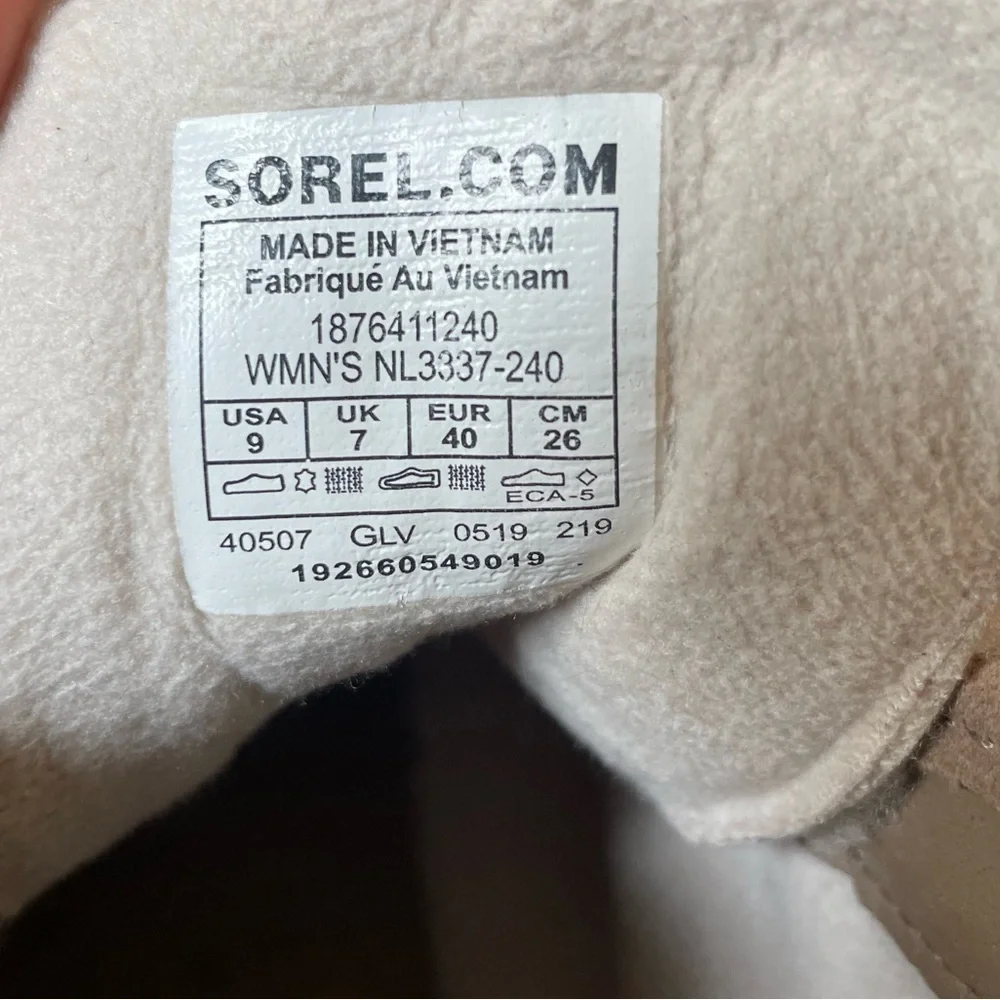 Sorel Sherpa Trim Harlow Lace Up Bootie Taupe Leather  Waterproof Women's Sz 9